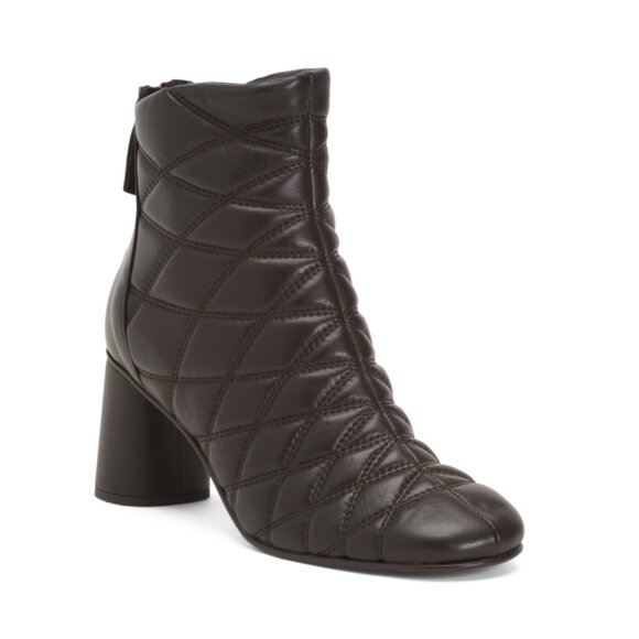 NAPOLEONI Dark Brown Made In Italy Leather Quilted Booties